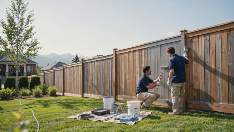 fence painting NW Calgary